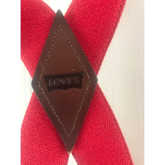 Vtg LEVI'S Red Stretchy Elastic Braces Suspenders Silver Tone Accents 2" Wide - Picture 3 of 9